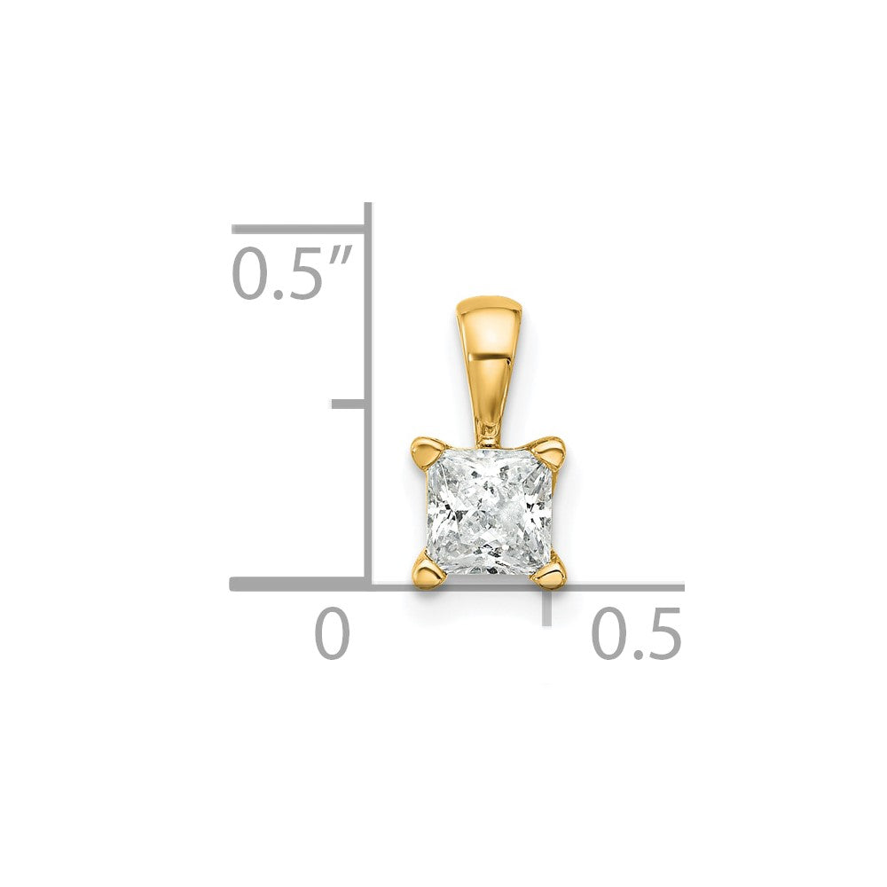 14k 1/2 ct Lab Grown Diamond VS/SI+ G+ Princess Complete 4 Prong Pendant