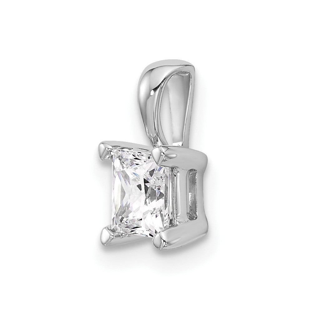 14kw 3/4 ct Cert Lab Grown Dia VS+ F+ Princess Complete 4 Prong Pendant