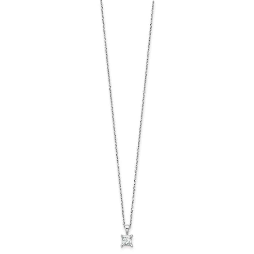 14kw 3/4ct Lab Grown Dia VS/SI+ G+ Princess Comp 18in Pendant Necklace