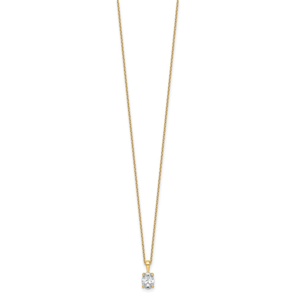 14k 3/4ct Lab Grown Diamond VS/SI+ G+ Oval Comp 18in Pendant Necklace
