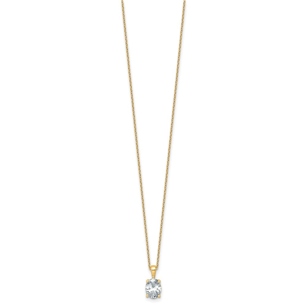 14k 1 1/2ct Lab Grown Diamond VS/SI+ G+ Oval Comp 18in Pendant Necklace