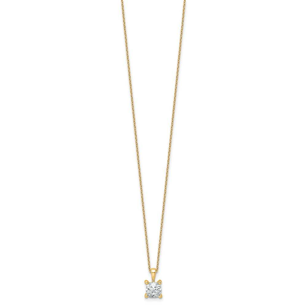 14k 1ct Lab Grown Diamond VS/SI+ G+ Cushion Comp 18in Pendant Necklace