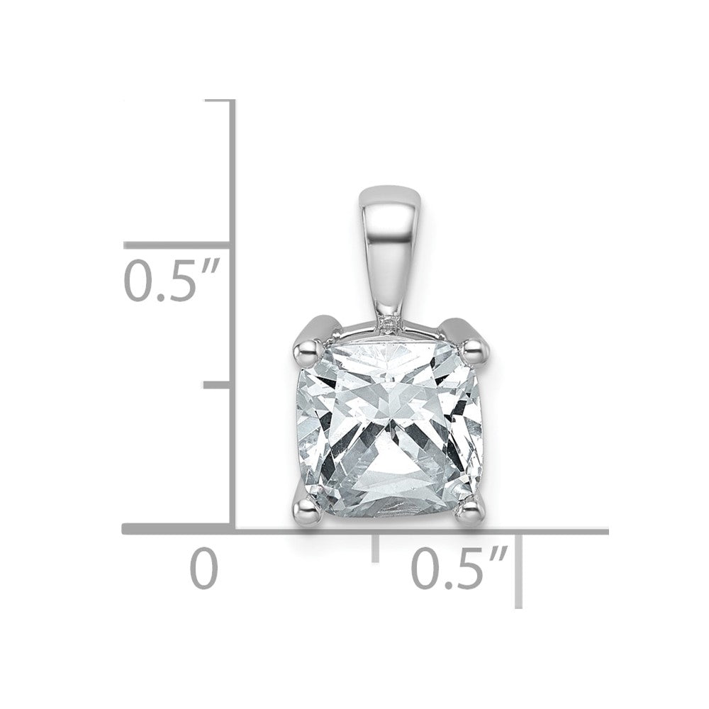 14k White 2 1/2 ct Lab Grown Dia VS/SI+ G+ Cushion Comp 4 Prong Pendant