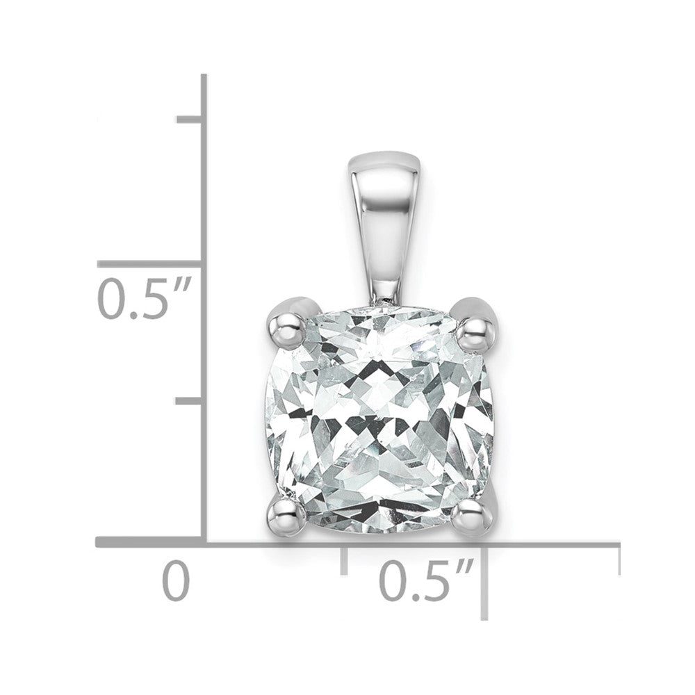 14k White Gold 5 ct Lab Grown Dia VS+ F+ Cushion Comp 4 Prong Pendant