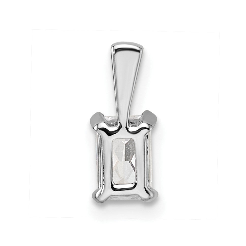 14k White Gold 1/2 ct Lab Grown Dia VS+ F+ Radiant Comp 4 Prong Pendant