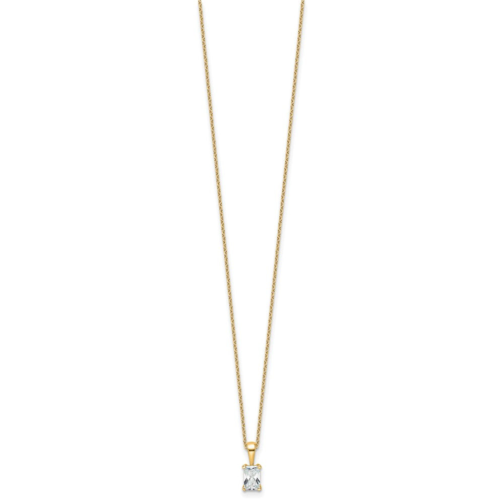 14k 1/2ct Cert Lab Grown Dia VS+ F+ Radiant Comp 18in Pendant Necklace