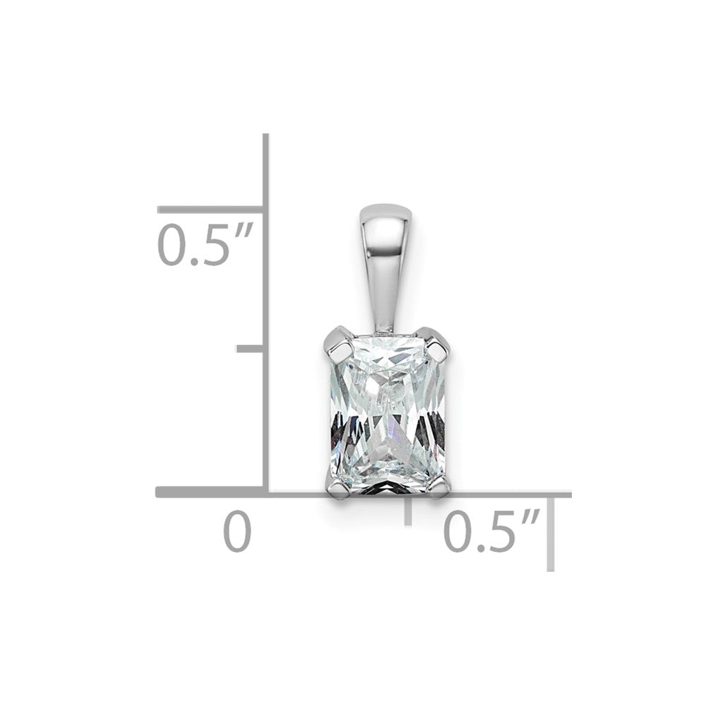 14k White Gold 3/4 ct Lab Grown Dia VS/SI+ G+ Radiant Comp 4 Prong Pendant