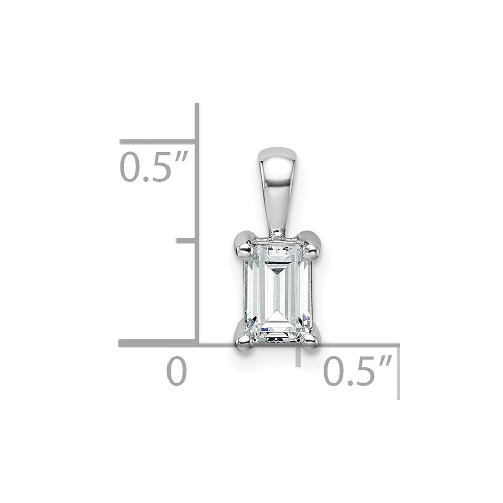 14kw 3/4 ct Cert Lab Grown Dia VS+ F+ Emerald Complete 4 Prong Pendant