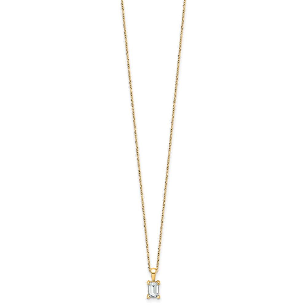 14k 3/4ct Lab Grown Dia VS/SI+ G+ Emerald Comp 18in Pendant Necklace