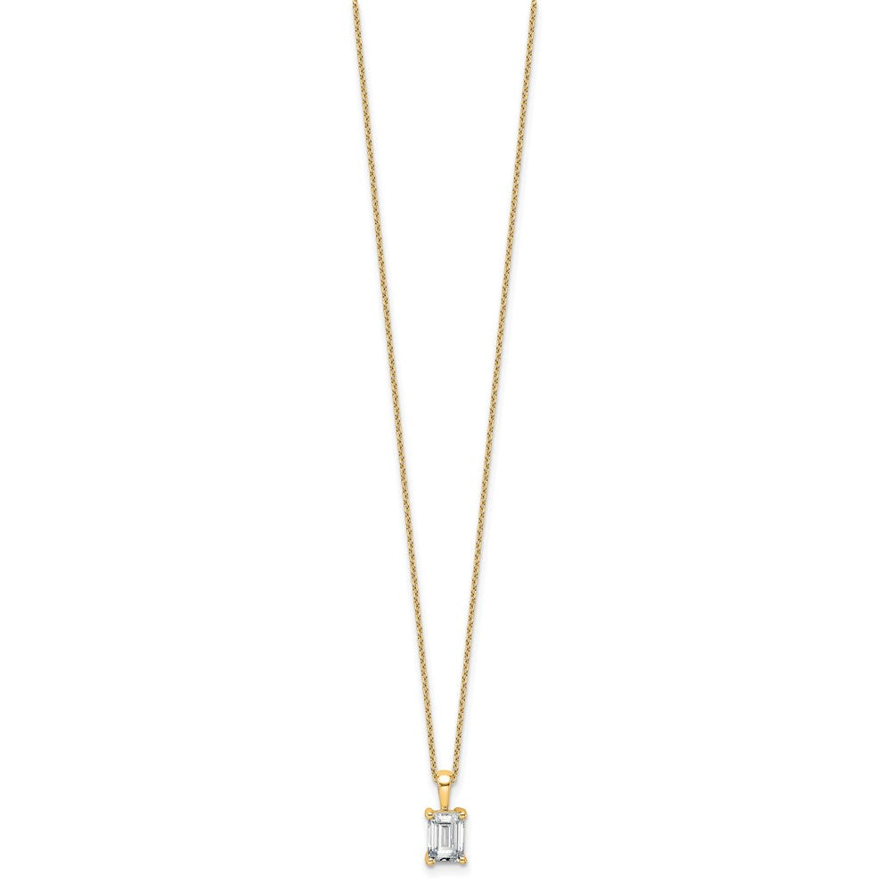 14k 1ct Cert Lab Grown Dia VS+ F+ Emerald Comp 18in Pendant Necklace