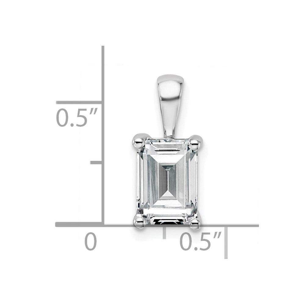 14k White Gold 2 ct Lab Grown Dia VS+ F+ Emerald Comp 4 Prong Pendant