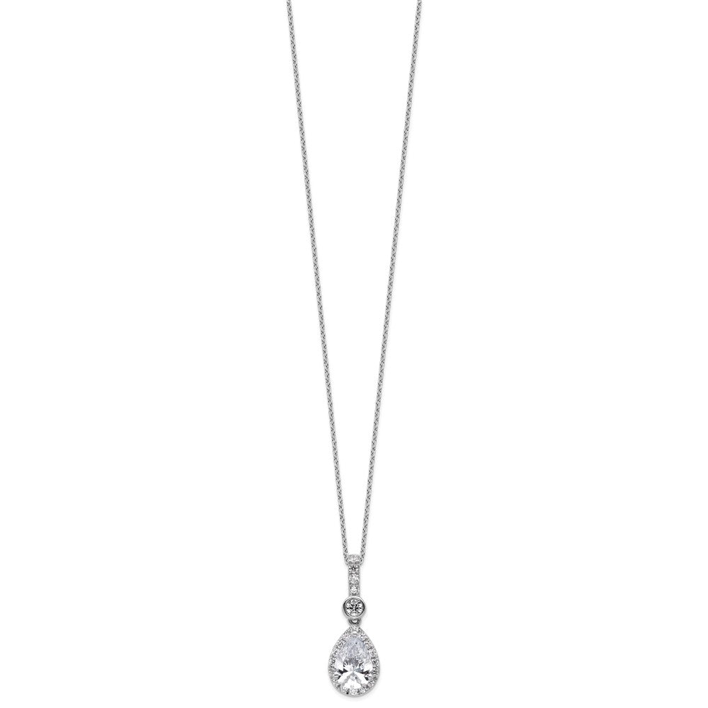 14kw 2ct Lab Grown Dia VS/SI+ G+ Pear Comp 18in Halo Pendant Necklace
