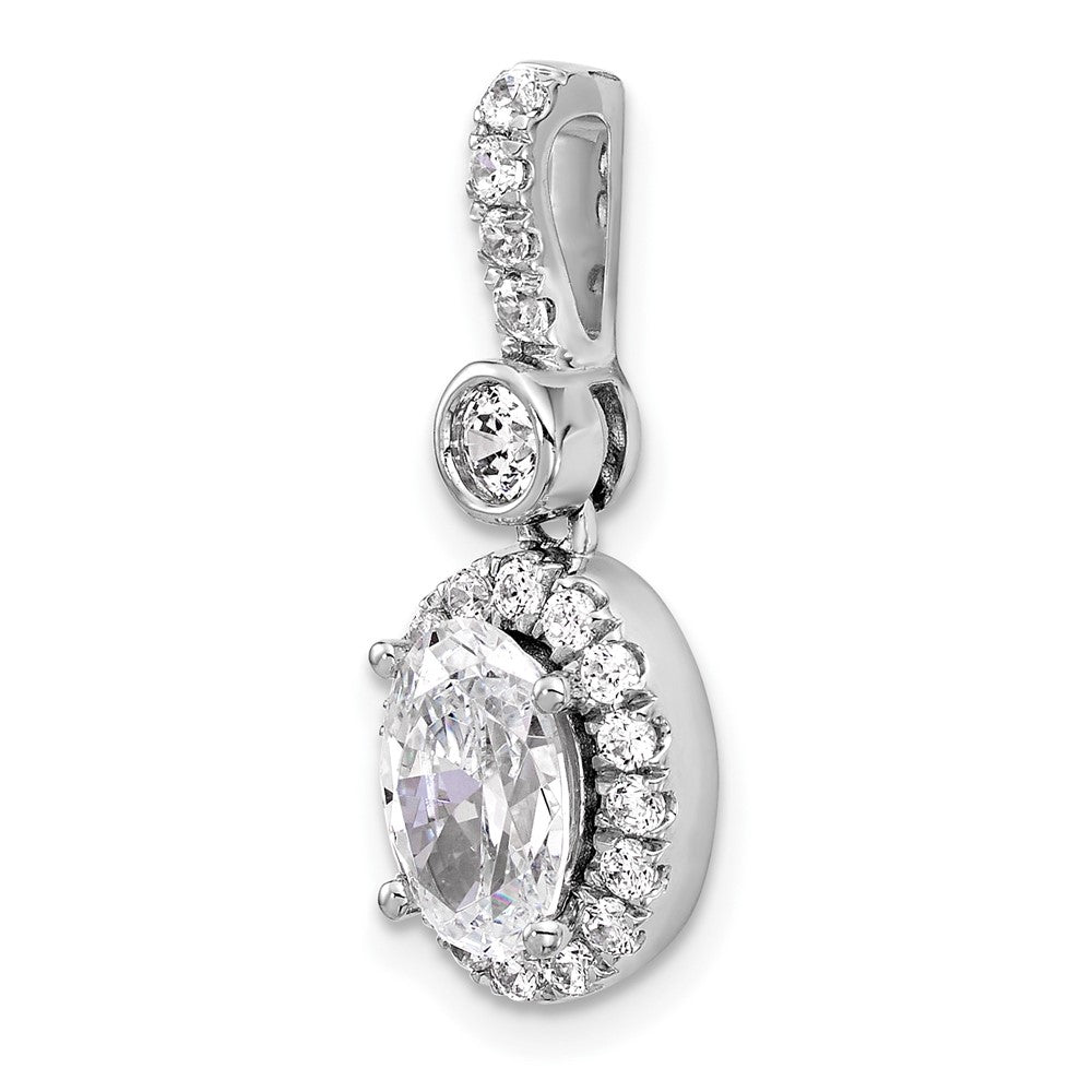 14k White Gold 2ct Lab Grown Diamond VS+ F+ Oval Complete Halo Pendant