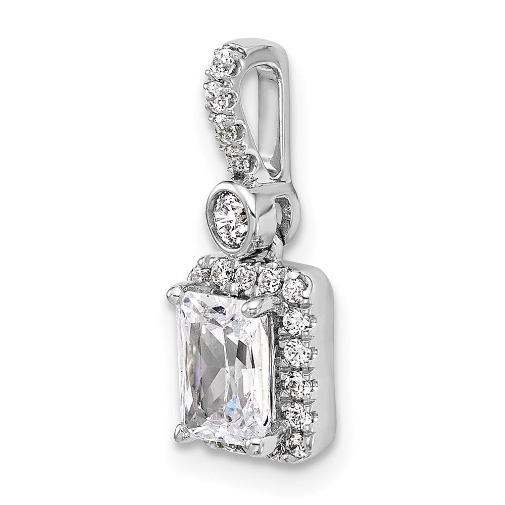 14kw 1ct Certified Lab Grown Diamond VS/SI+ G+ Radiant Comp Halo Pendant