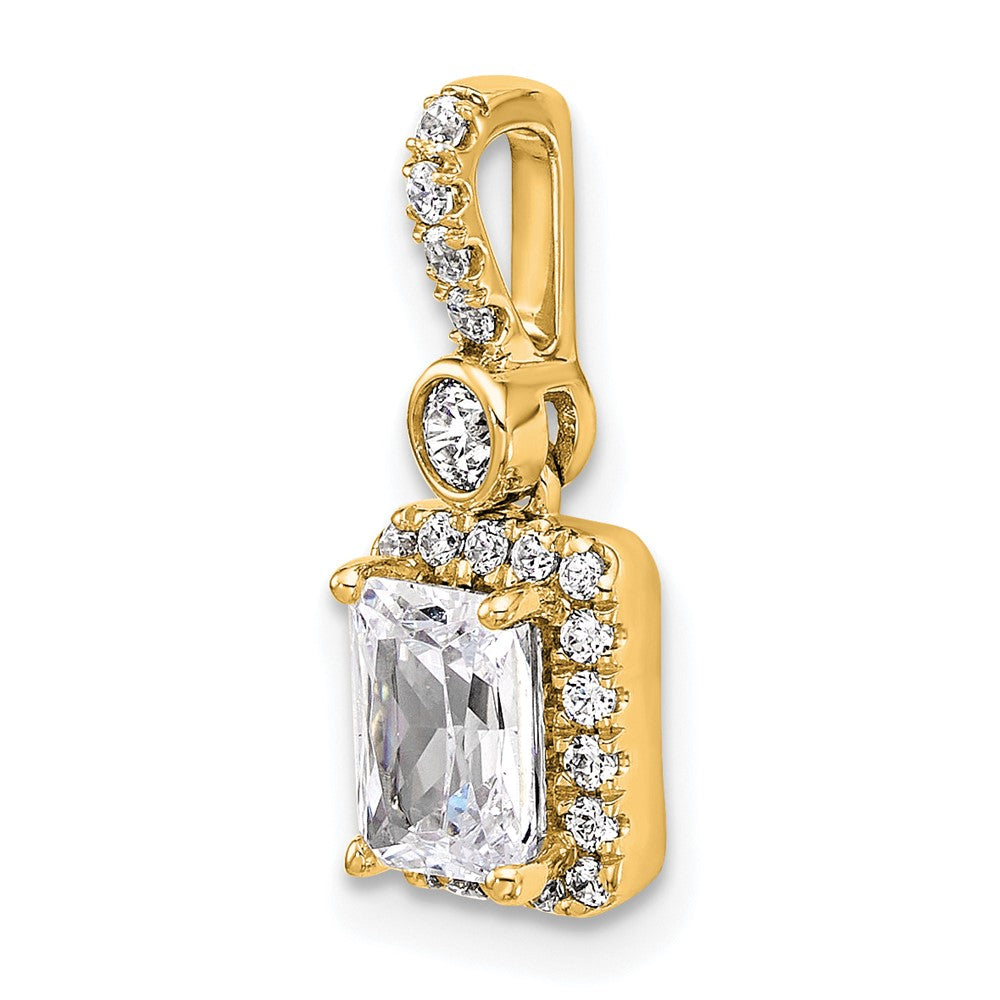 14k 1ct Certified Lab Grown Diamond VS/SI+ G+ Radiant Comp Halo Pendant