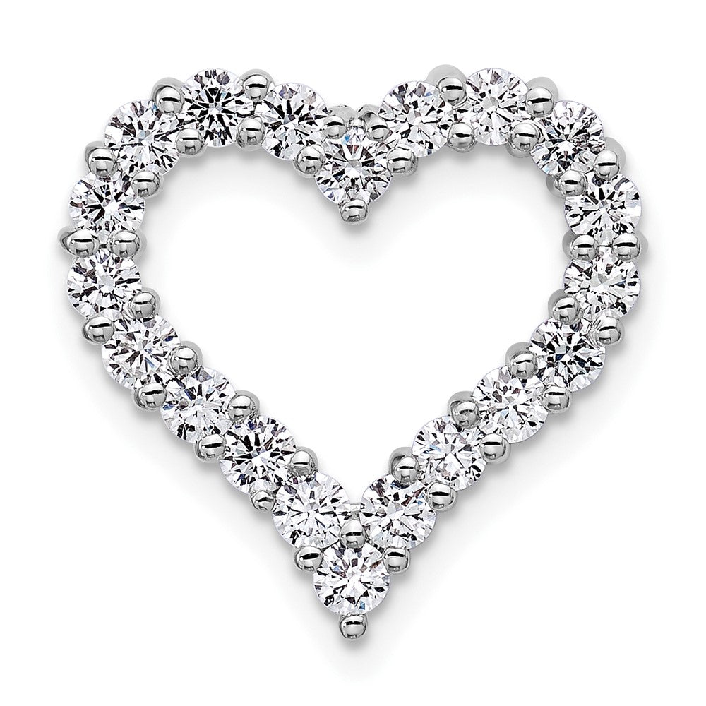14k White Gold 1ct Lab Grown Diamond VS+ F+ Comp Heart Chain Slide