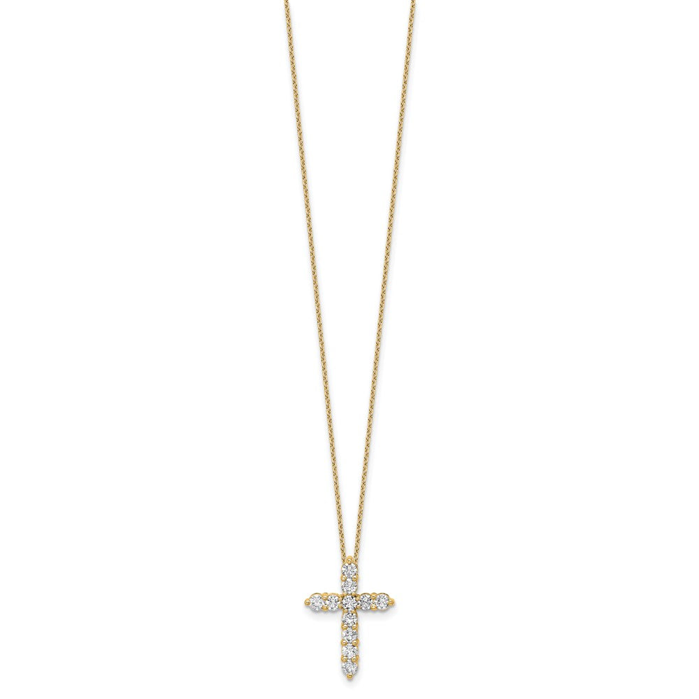 14k 1ct Lab Grown Diamond VS/SI+ G+ Comp 18in Cross Pendant Necklace