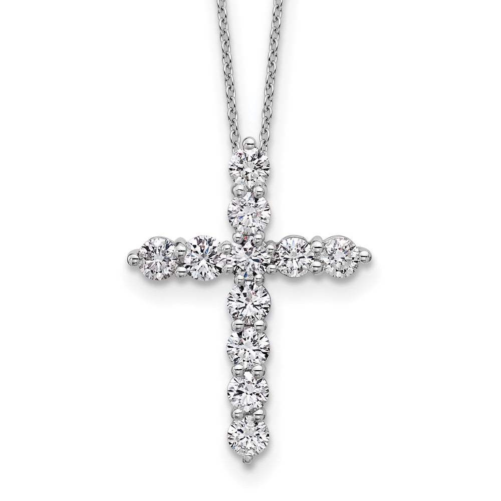 14kw 1 1/2ct Lab Grown Diamond VS+ F+ Comp 18in Cross Pendant Necklace