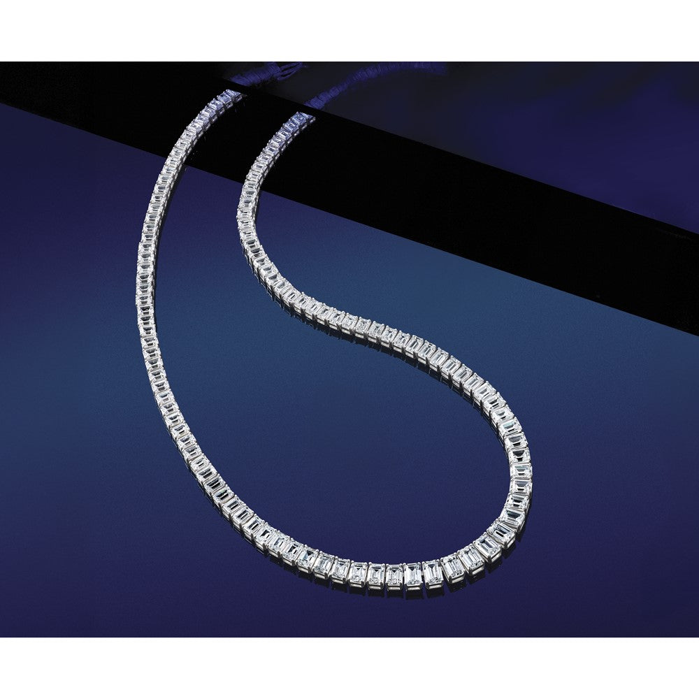 14kw 29 1/6ct Lab Grown Dia VS+ F+ 17in Emerald Grad Tennis Necklace