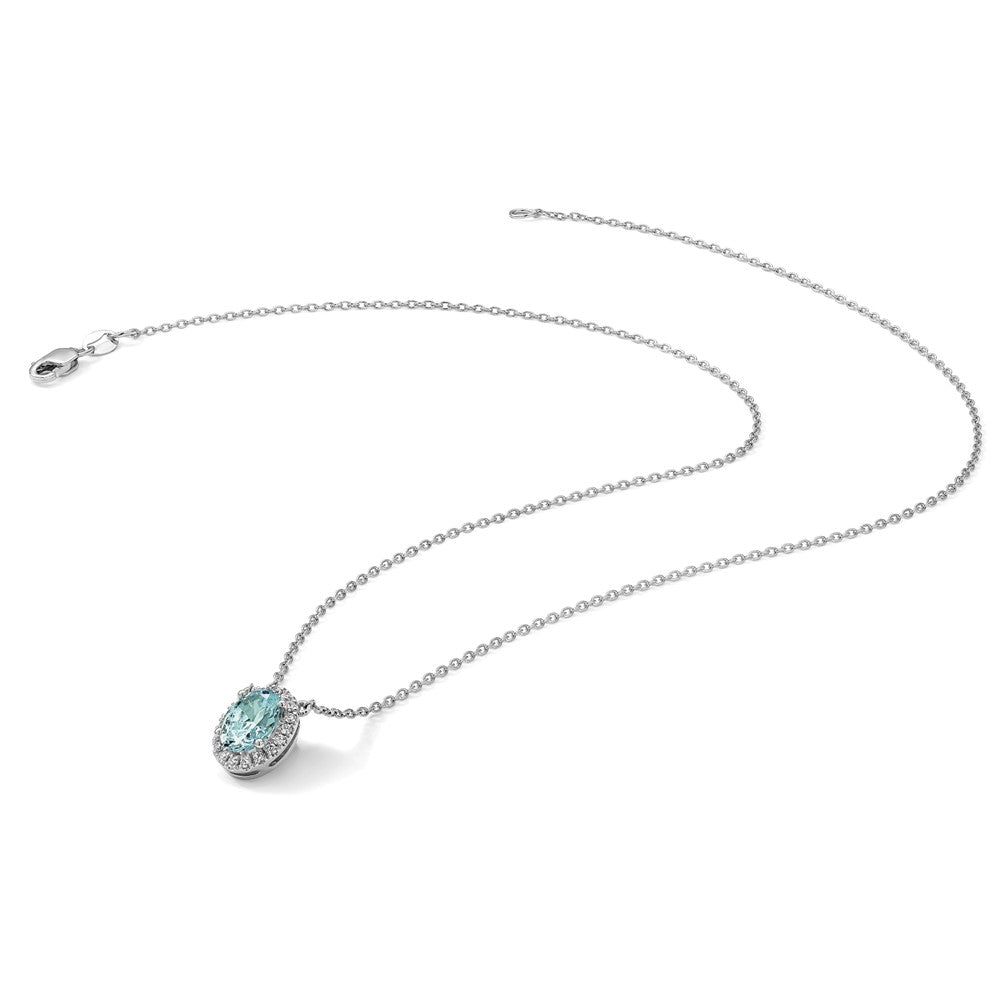 14kw 1/8 ct Lab Grown Dia VS/SI+ G+ & Cr Paraiba 18in Pendant Necklace