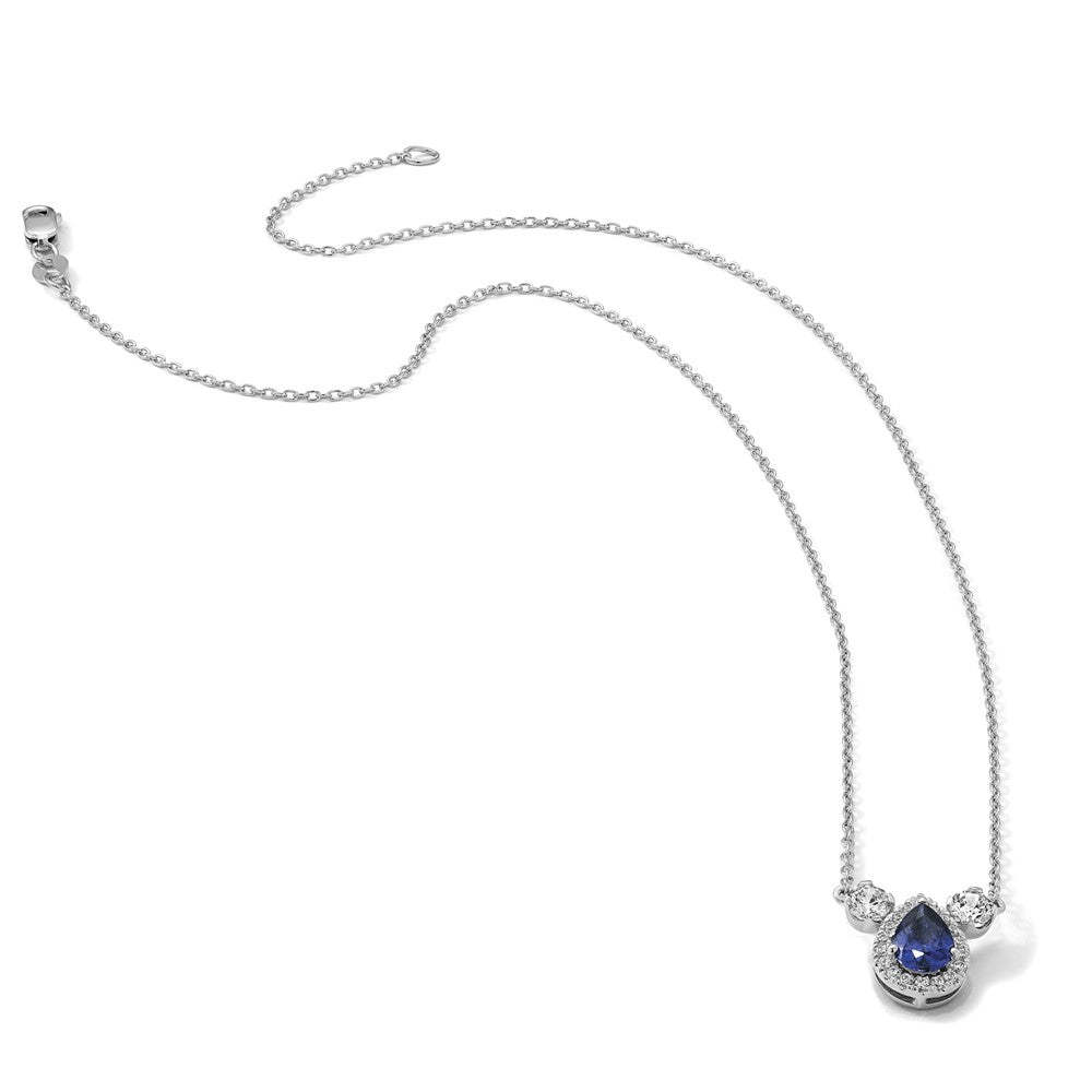 14kw 1/2ct Lab Grown Dia VS/SI+ G+ & Cr Sapp Comp 3 Stone 16in Necklace