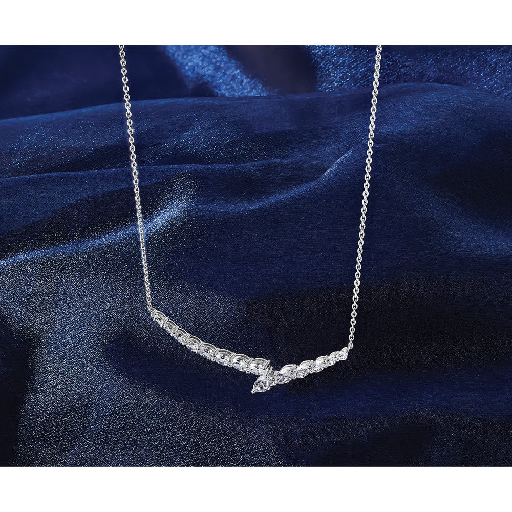 14kw 4ct Lab Grown Diamond VS/SI+ G+ Comp 16in Fashion Bar Necklace