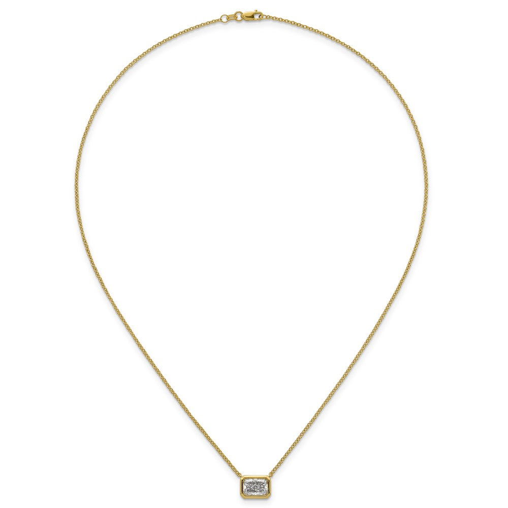 14ky Radiant Certified Lab Grown VS/SI+ G+ Complete Diamond Pendant with Ch