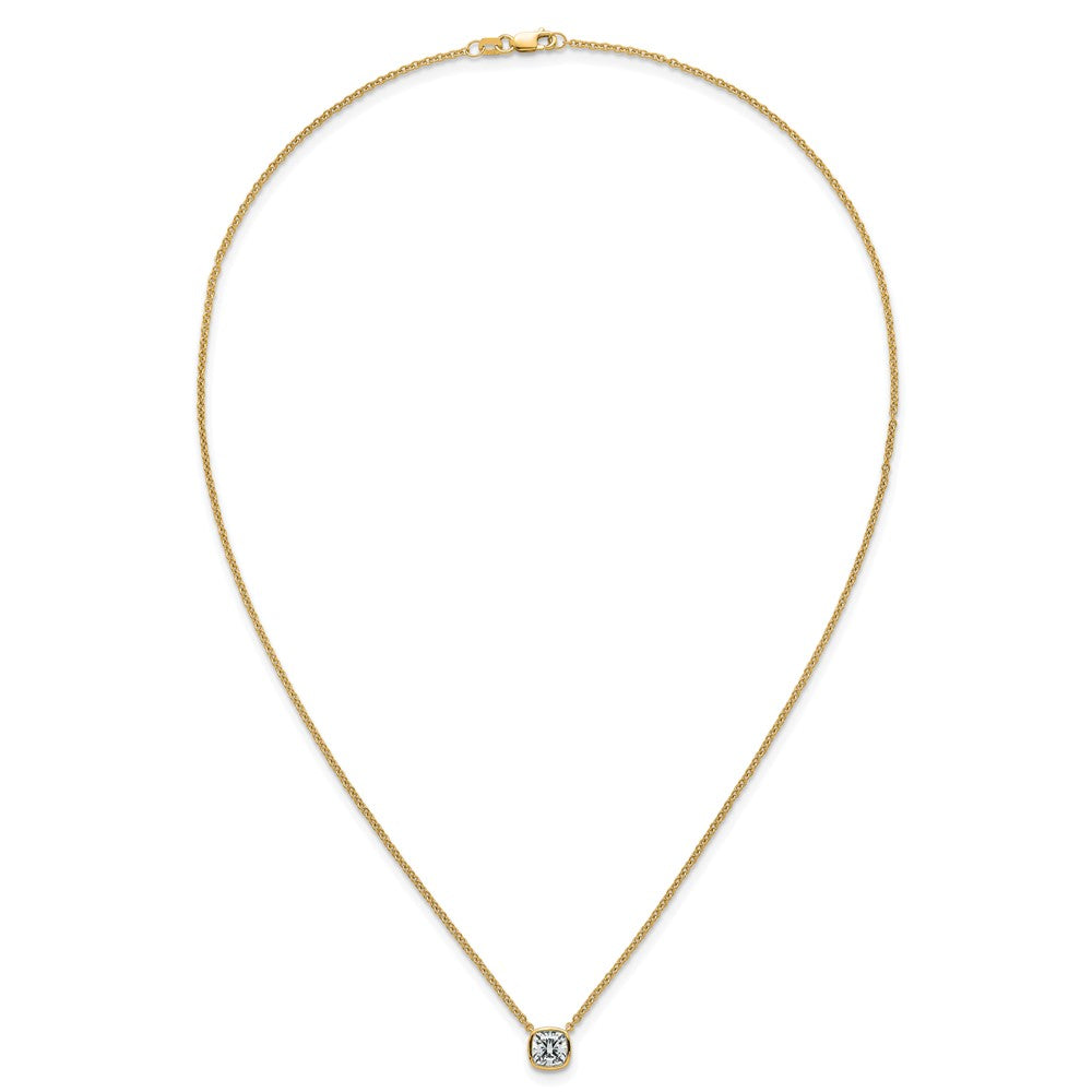 14k 1ct Cert Lab Grown Dia VS+ F+ Cushion Comp 18in Bezel Set Necklace