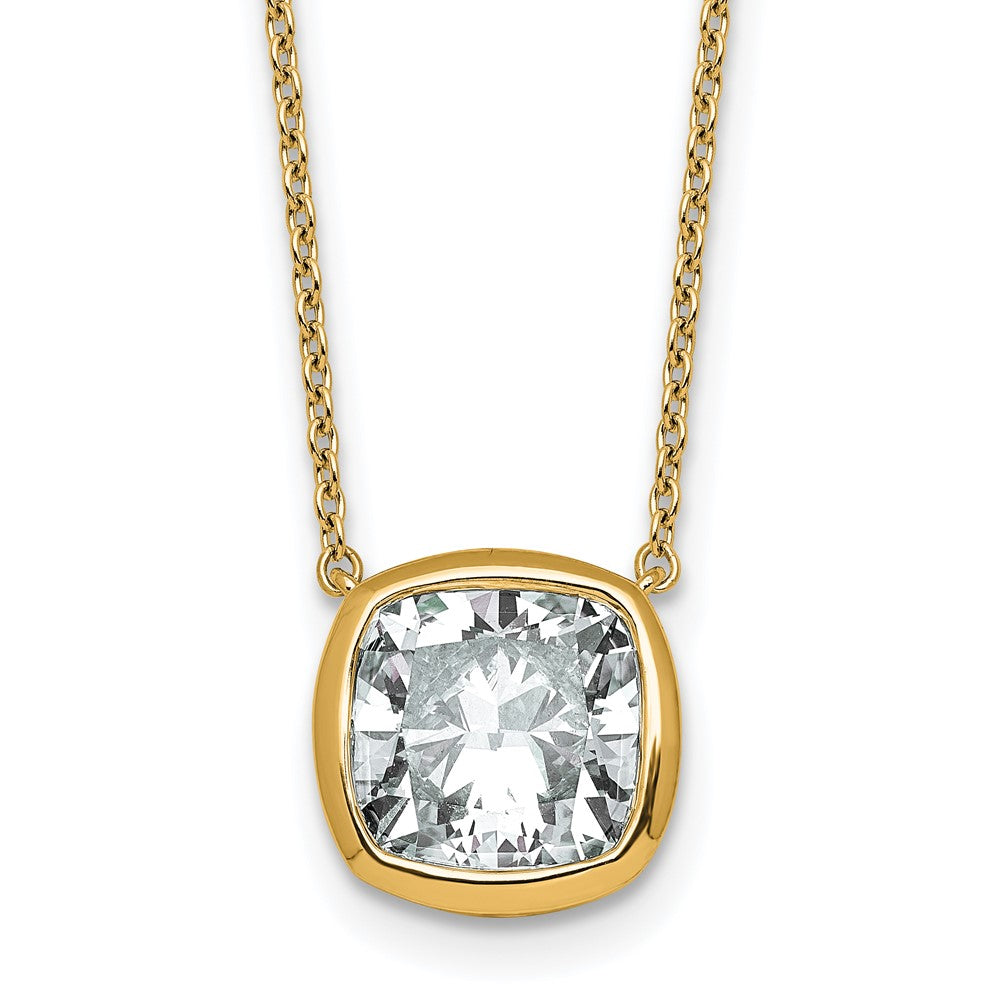 14k 4ct Cert Lab Grown Dia VS+ F+ Cushion Comp Bezel Set Pendant