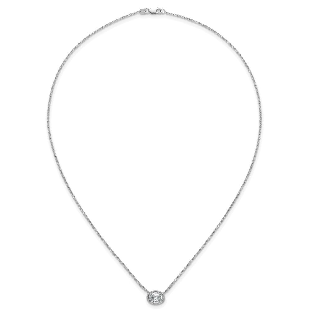 14kw 1 1/2ct Cert Lab Grown Dia VS+ F+ Oval Comp 18in Bezel Set Necklace