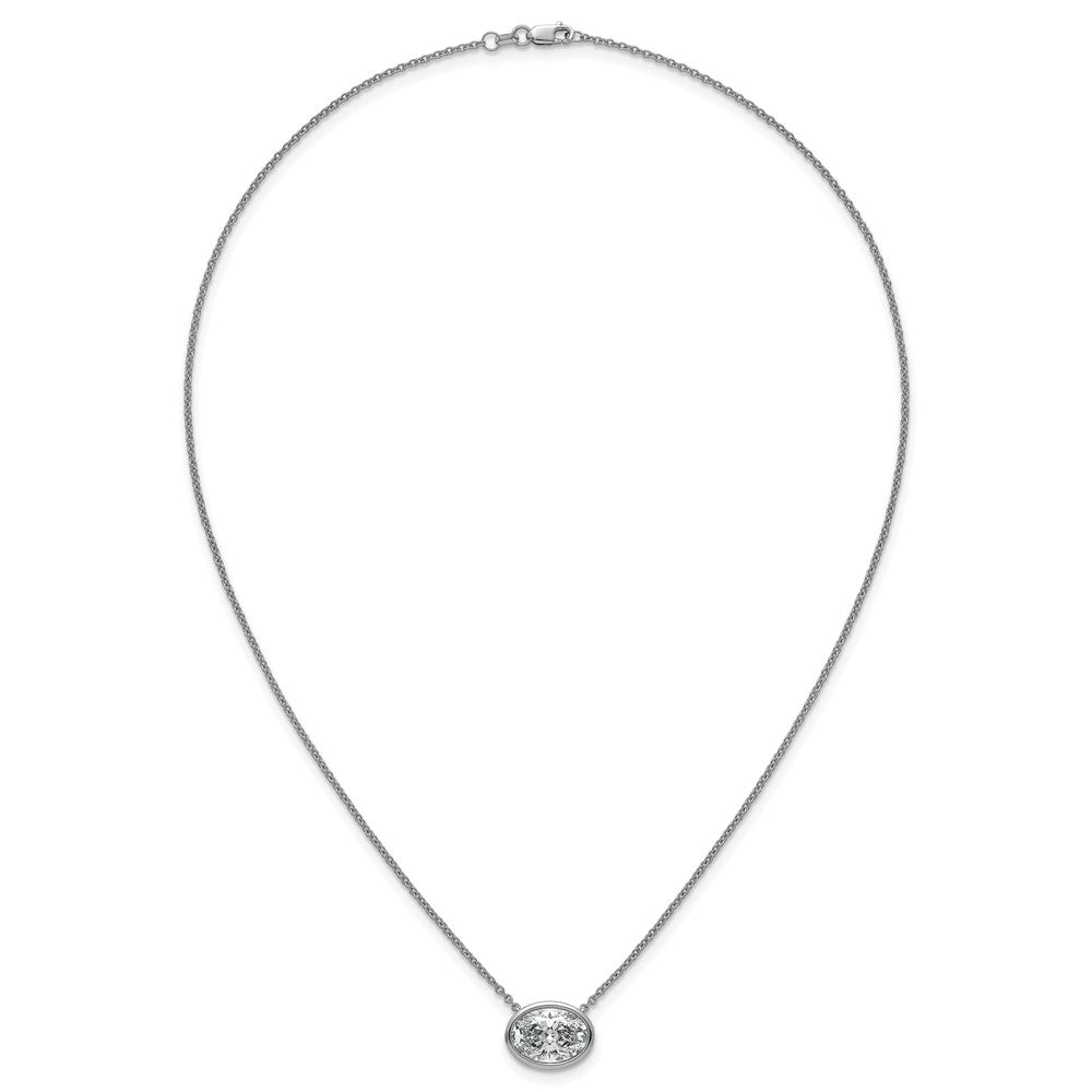 14kw 4ct Cert Lab Grown Dia VS+ F+ Oval Complete 18in Bezel Set Necklace