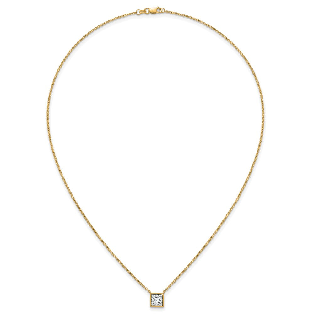 14k 1 1/2ct Cert Lab Grown Dia VS+ F+ Princess Comp 18in Bezel Set Necklace