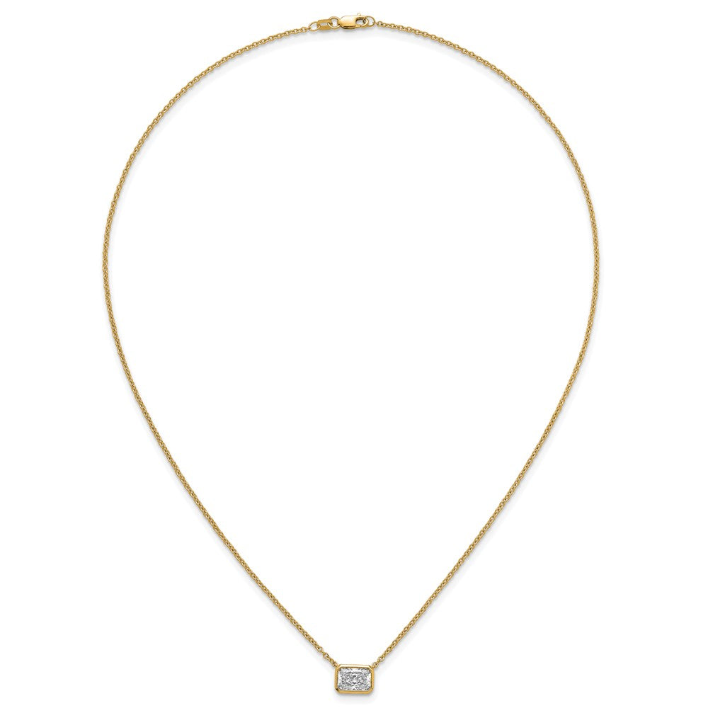 14k 1 1/2ct Cert Lab Grown Dia VS+ F+ Radiant Comp 18in Bezel Necklace