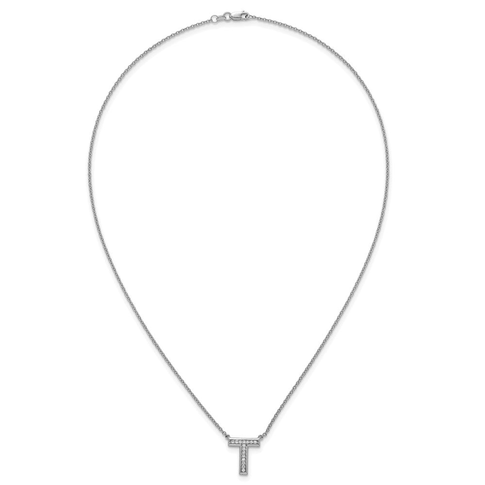 14kw Lab Grown Diamond VS+F+ Initial T Complete Necklace