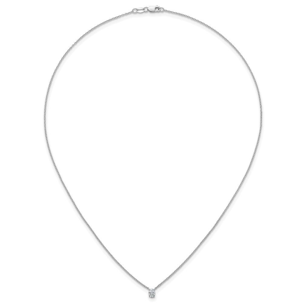 14kw 1/4ct Lab Grown Dia VS+ F+ Oval Comp 18in 4 Prong Pendant Necklace