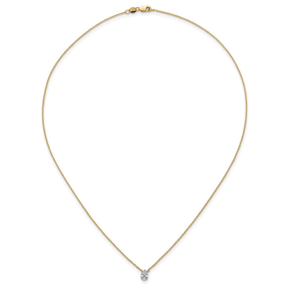 14k 1/2ct Lab Grown Dia VS+ F+ Oval Comp 18in 4 Prong Pendant Necklace