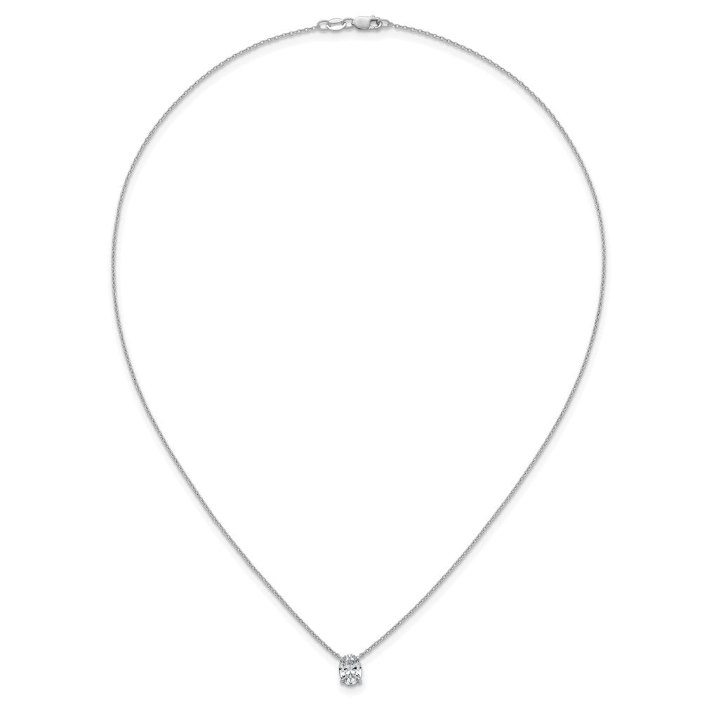 14kw 1ct Cert Lab Grown Dia VS+ F+ Oval Comp 18in Pendant Necklace