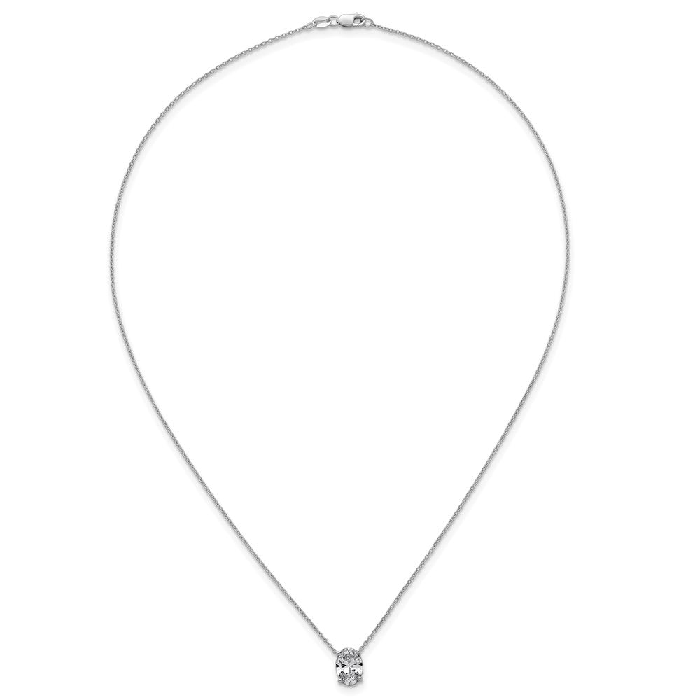 14kw 2ct Cert Lab Grown Dia VS+ F+ Oval Comp 18in Pendant Necklace