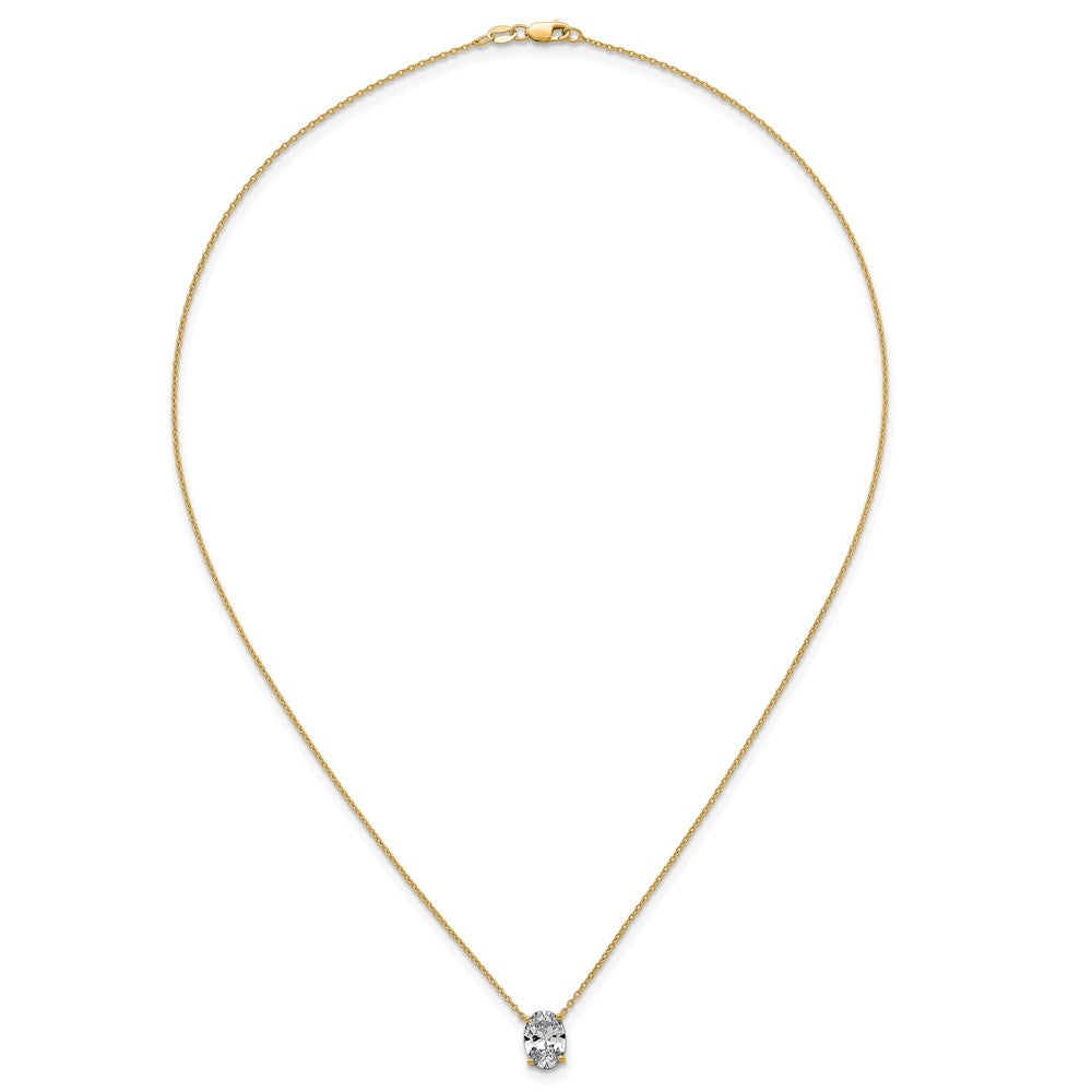 14k 2ct Lab Grown Diamond VS+ F+ Oval Comp 18in Pendant Necklace