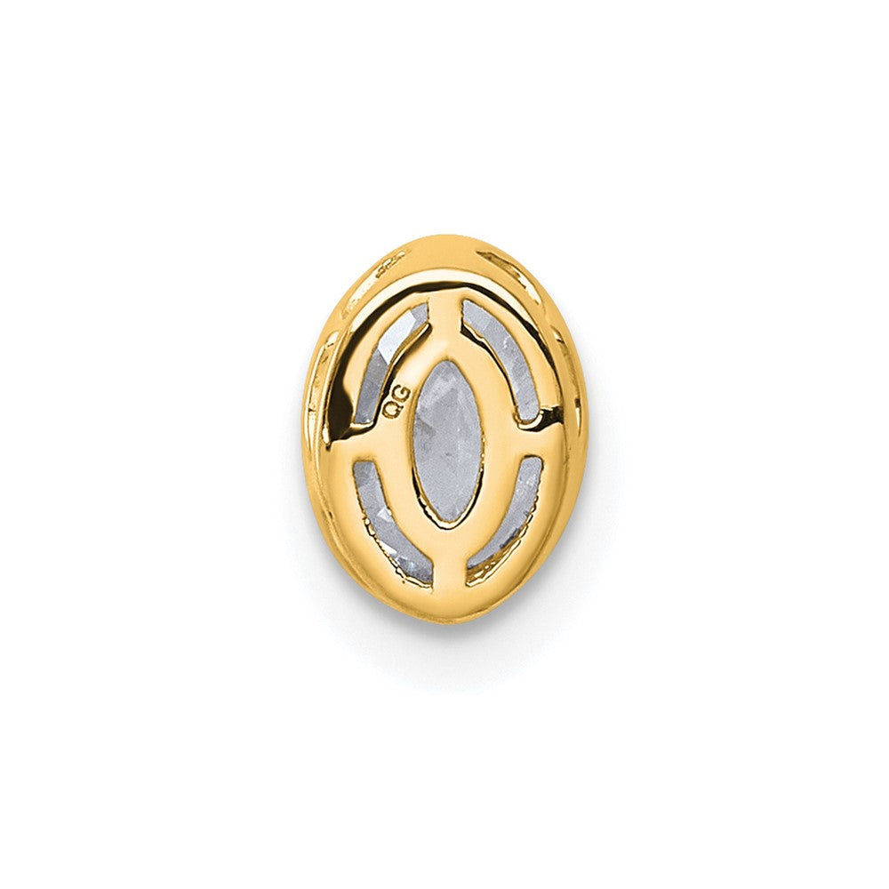 14k 1/2ct Lab Grown Dia VS+ F+ Oval Comp Bezel Set Chain Slide Pendant