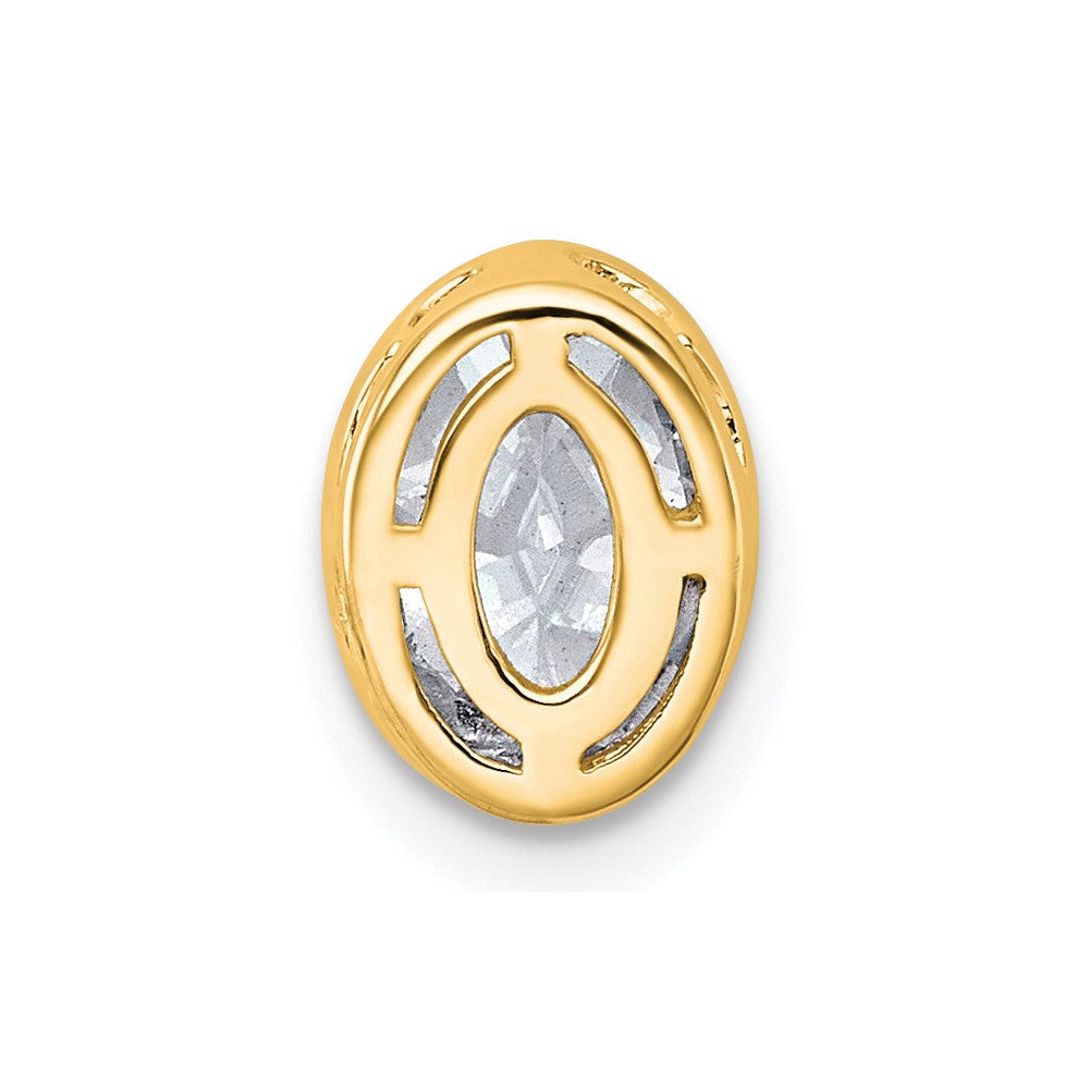 14k 1ct Lab Grown Dia VS+ F+ Oval Complete Bezel Set Chain Slide Pendant