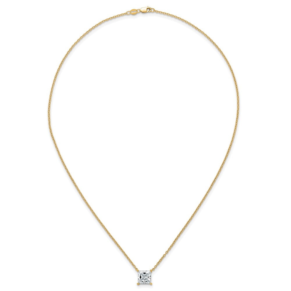 14k 3ct Cert Lab Grown Dia VS+ F+ Princess Comp 18in Pendant Necklace