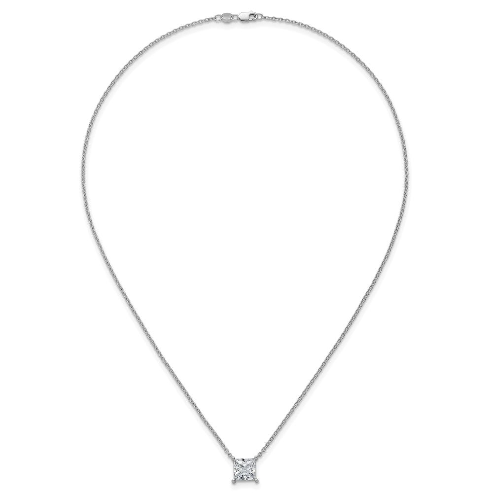 14kw 3 1/2ct Lab Grown Dia VS+ F+ Princess Comp 18in Pendant Necklace