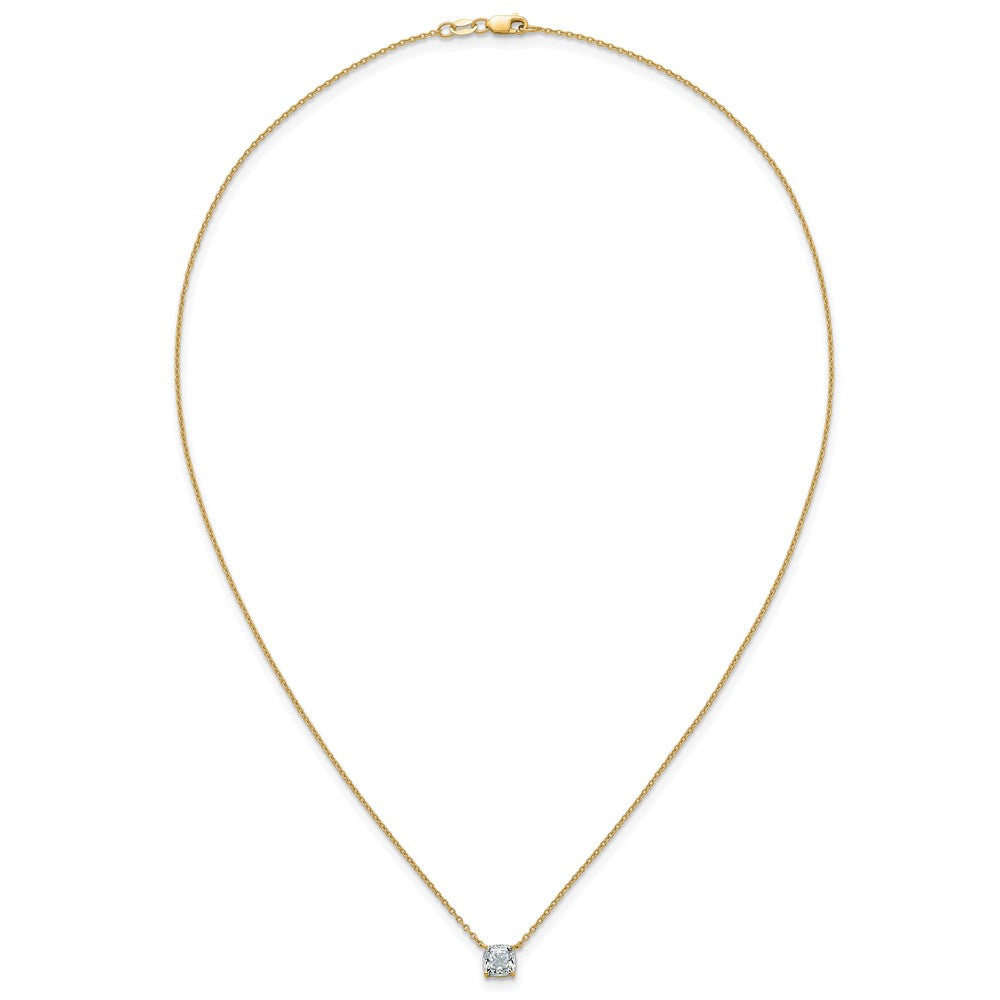 14k 1ct Cert Lab Grown Dia VS+ F+ Cushion Comp 18in Pendant Necklace