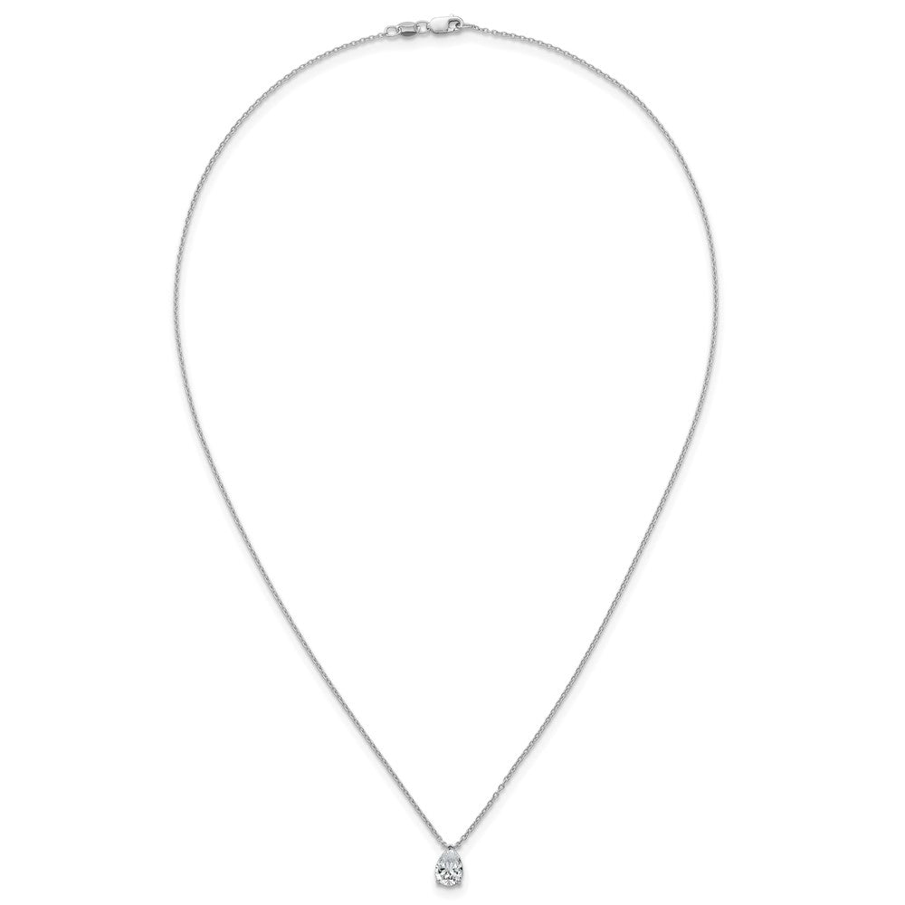 14kw 1ct Cert Lab Grown Dia VS+ F+ Pear Comp 18in Pendant Necklace