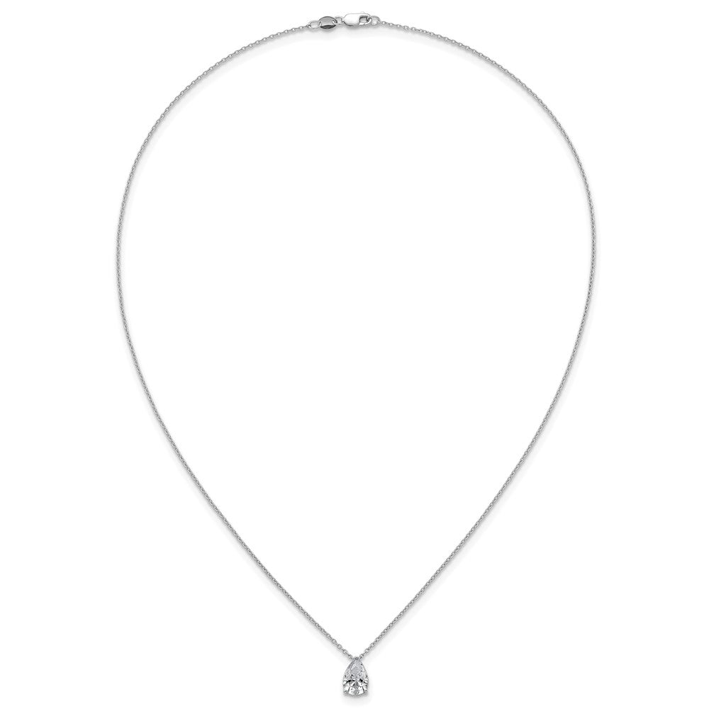 14kw 1 1/2ct Cert Lab Grown Dia VS+ F+ Pear Comp 18in Pendant Necklace