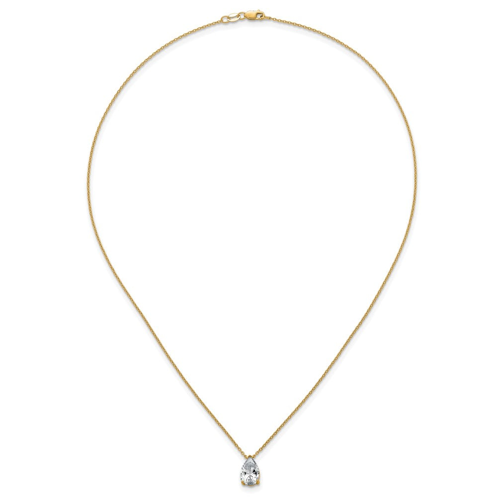 14k 2ct Cert Lab Grown Dia VS+ F+ Pear Comp 18in Pendant Necklace