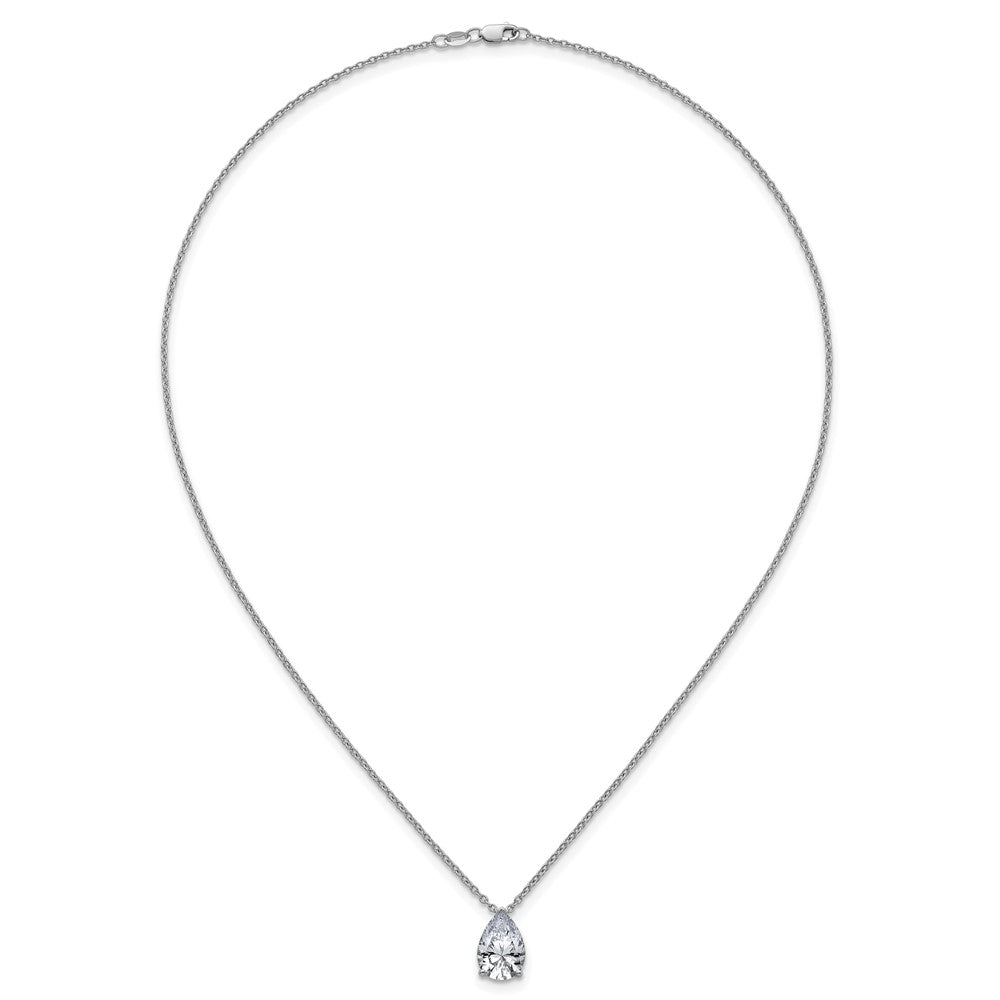14kw 3 1/2ct Cert Lab Grown Dia VS+ F+ Pear Comp 18in Pendant Necklace