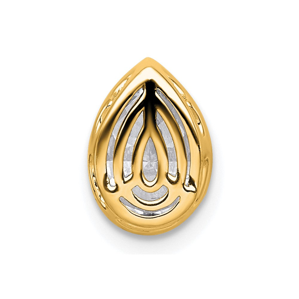 14k 1 1/2ct Cert Lab Grown Diamond VS+ F+ Pear Comp Bezel Chain Slide