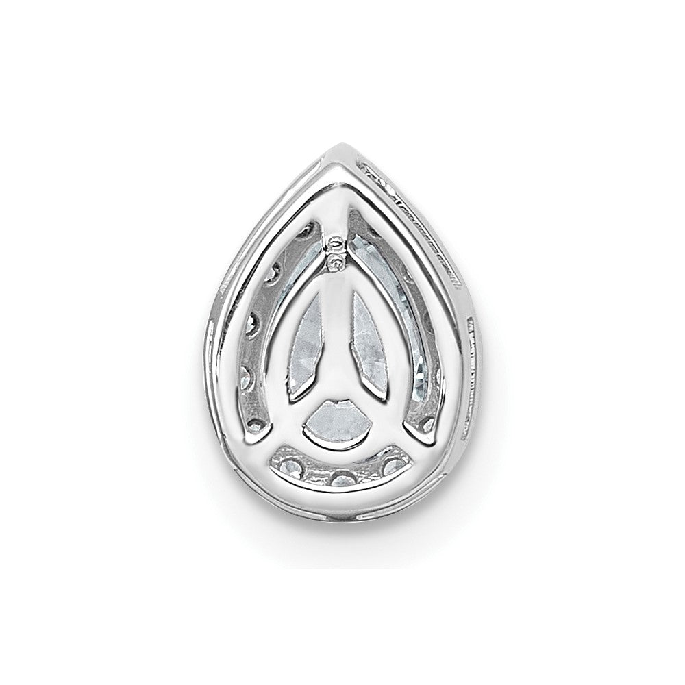 14kw 5/8ct Lab Grown Diamond VS+ F+ Pear Comp Halo Chain Slide Pendant